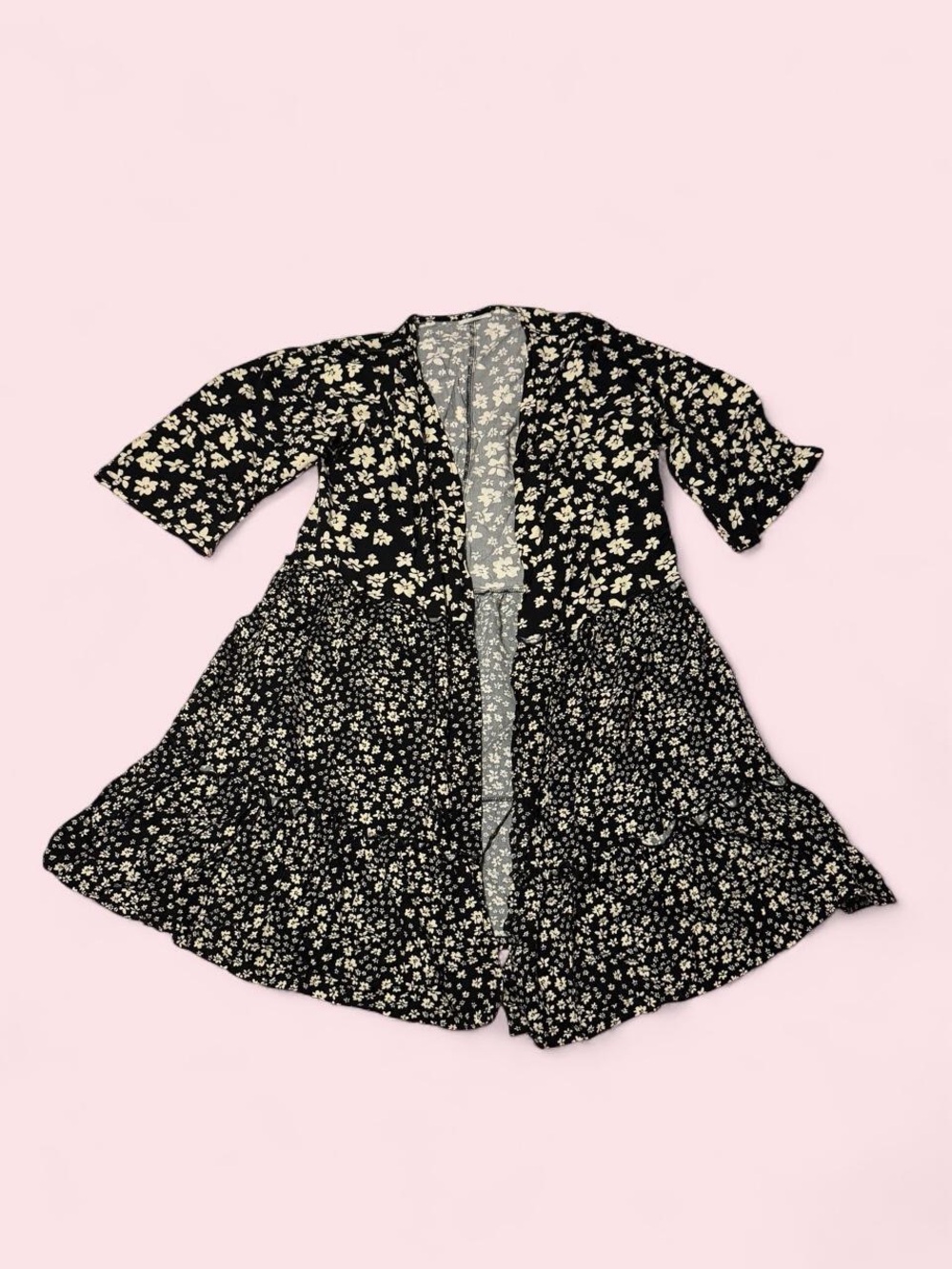 Maurices Black Floral Open Front Cardigan - Picture 1 of 4